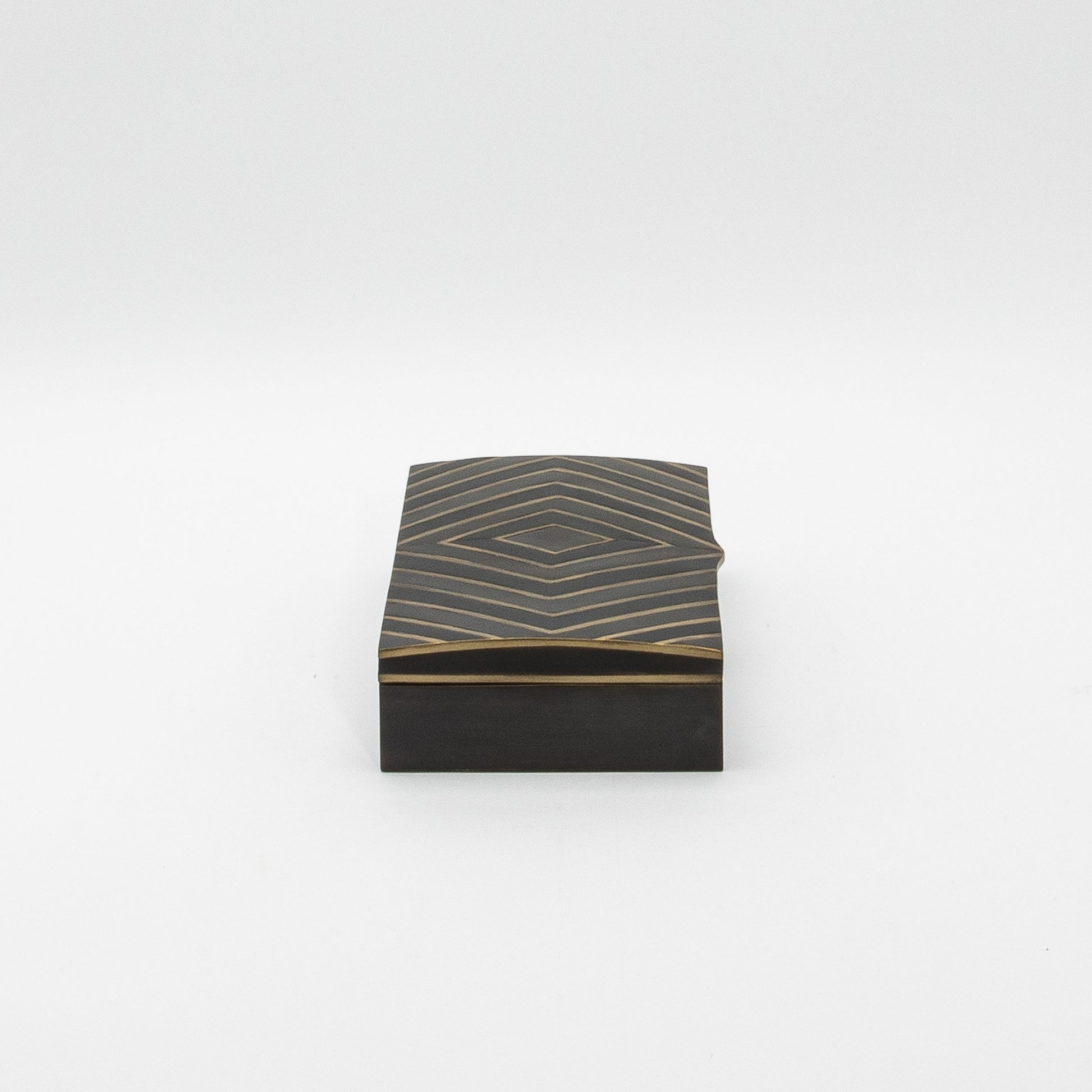 Set of 3 Boxes in Black Oak with Brass Details by R&Y Augousti