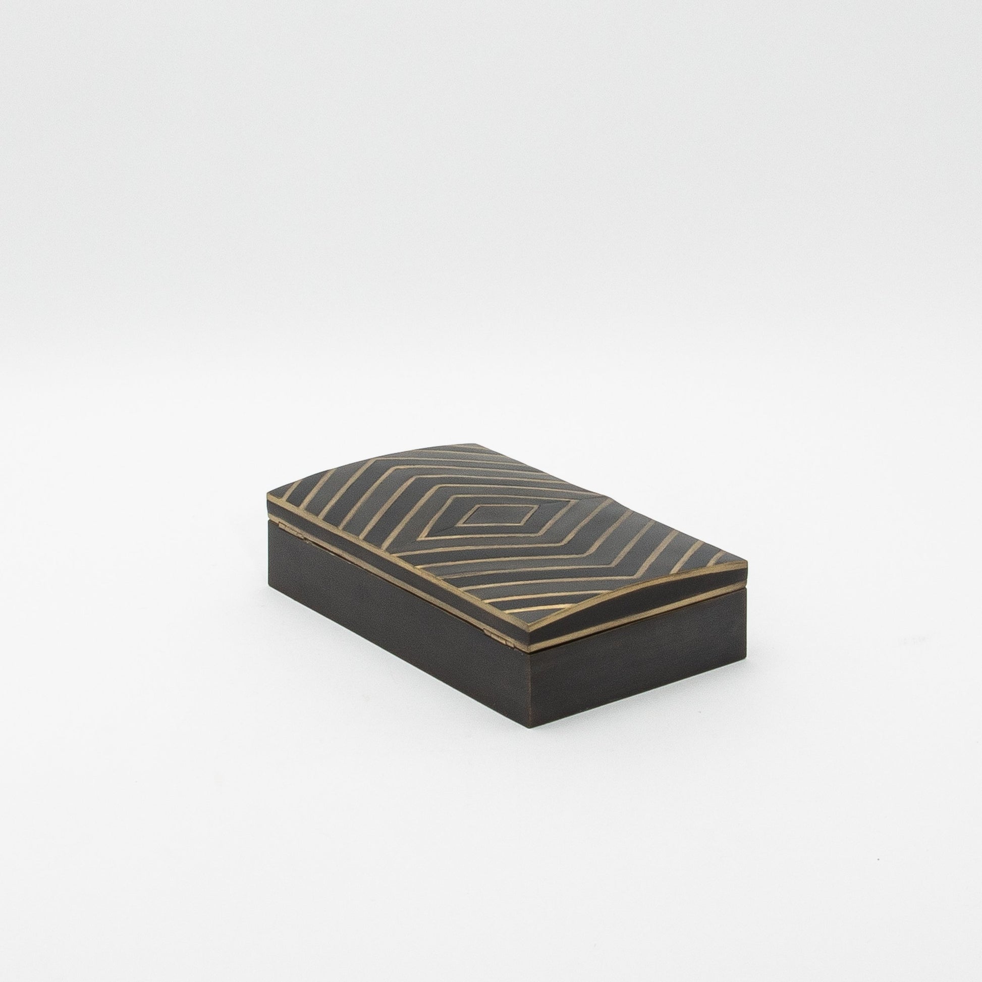 Set of 3 Boxes in Black Oak with Brass Details by R&Y Augousti
