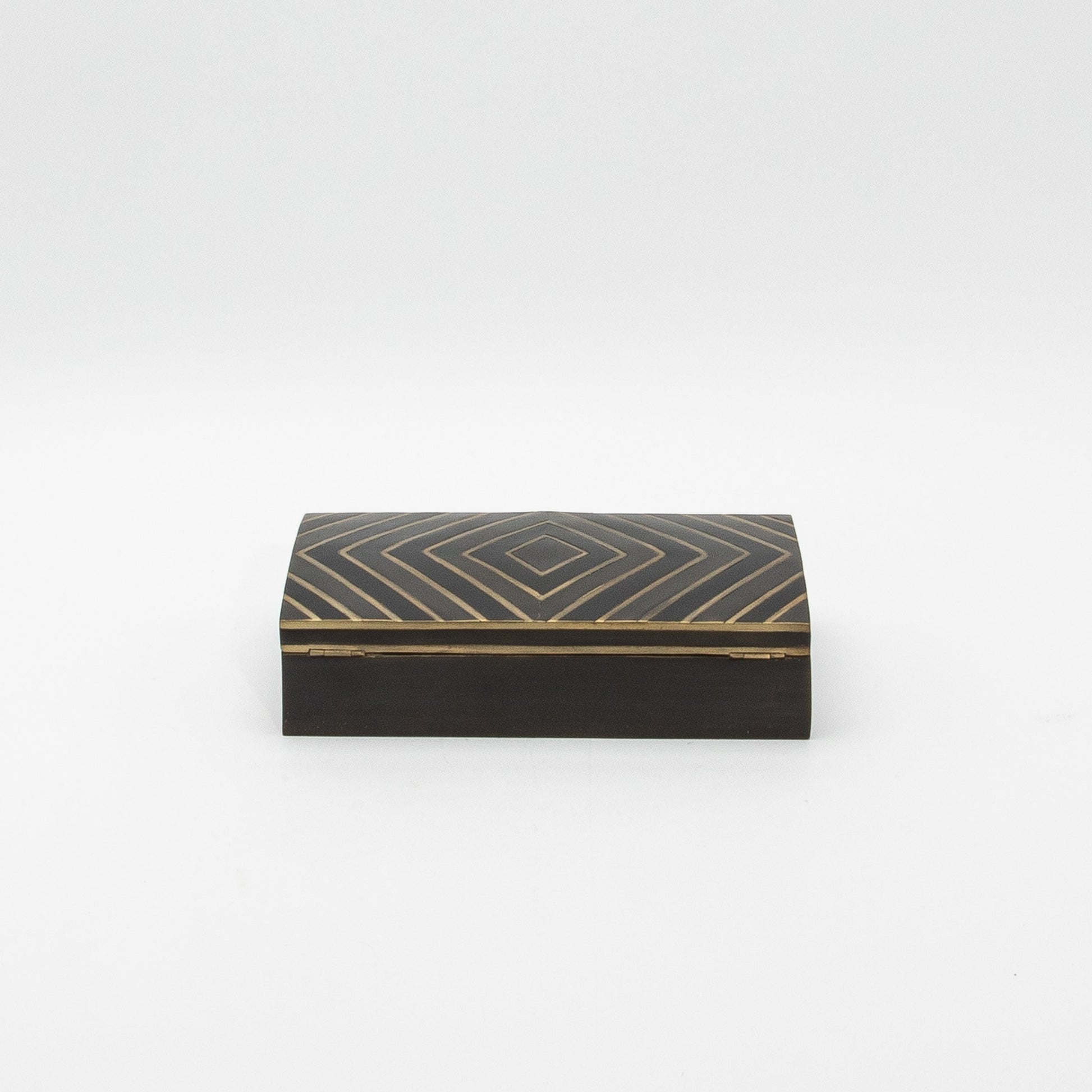 Set of 3 Boxes in Black Oak with Brass Details by R&Y Augousti