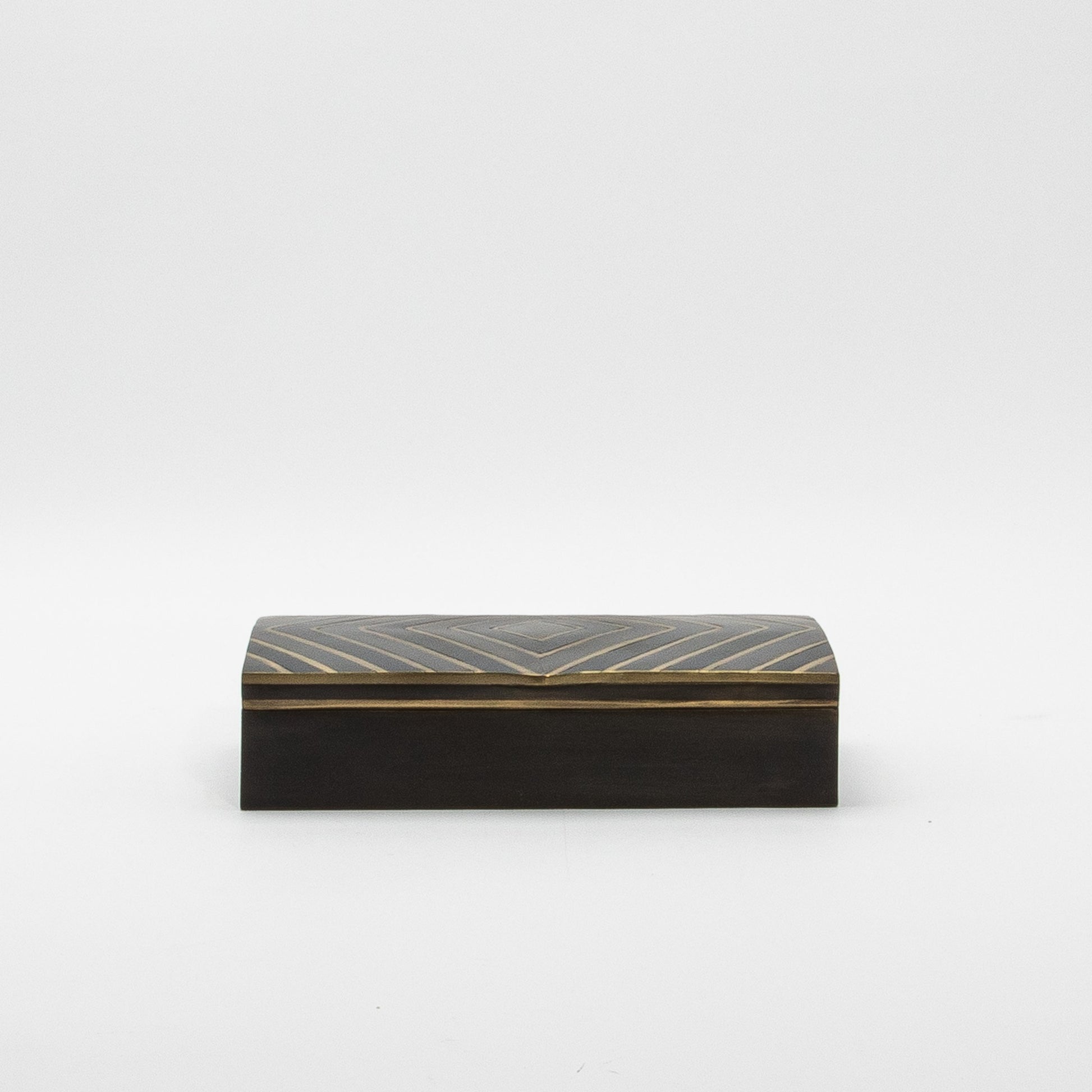 Set of 3 Boxes in Black Oak with Brass Details by R&Y Augousti