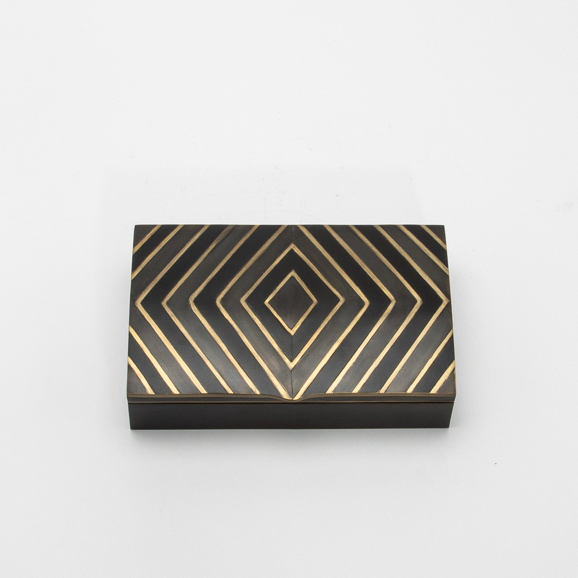 Set of 3 Boxes in Black Oak with Brass Details by R&Y Augousti