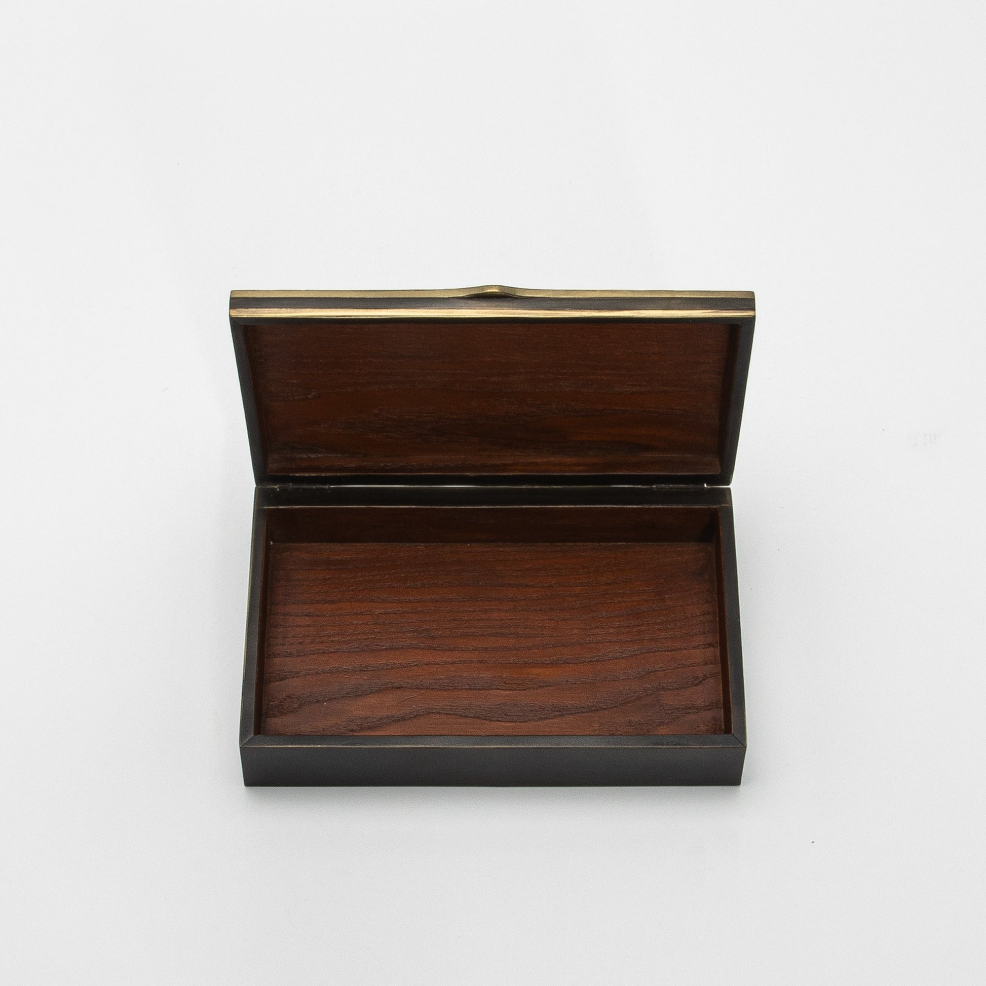 Set of 3 Boxes in Black Oak with Brass Details by R&Y Augousti