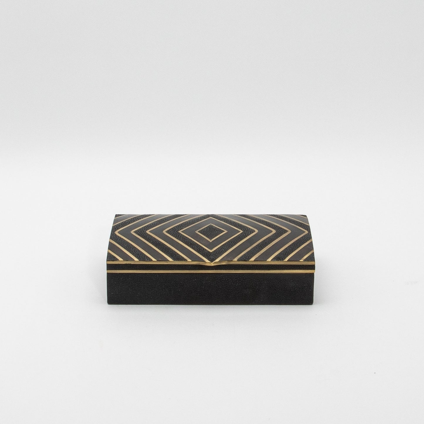 Set of 3 Boxes in Black Oak with Black Shell and Brass Details by R&Y Augousti