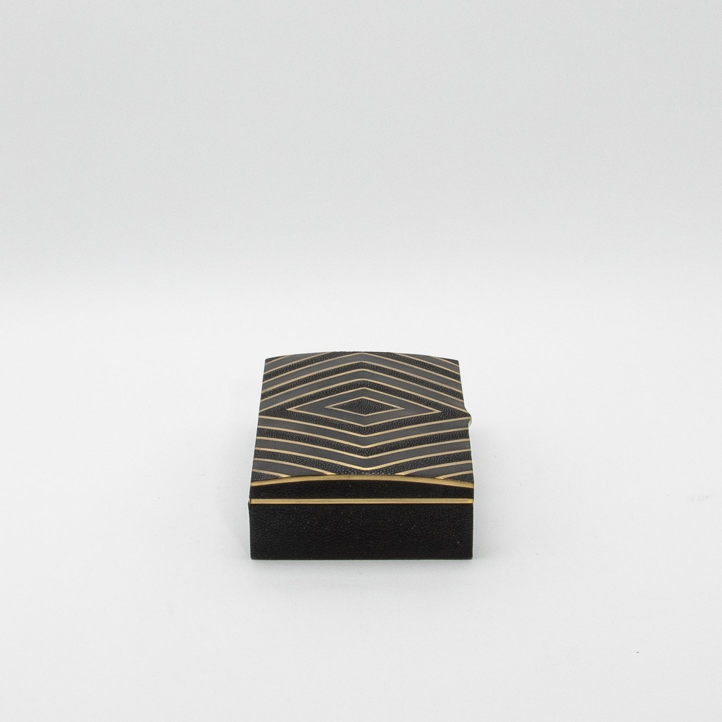 Set of 3 Boxes in Black Oak with Black Shell and Brass Details by R&Y Augousti