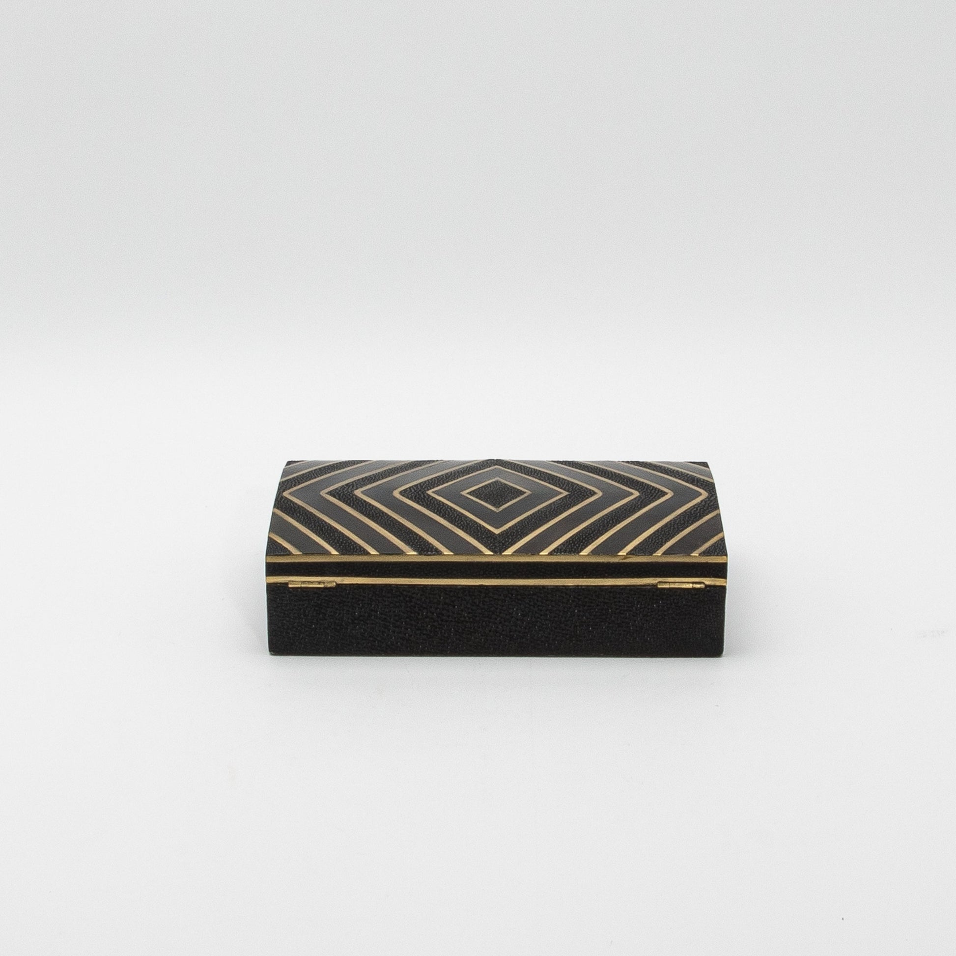 Set of 3 Boxes in Black Oak with Black Shell and Brass Details by R&Y Augousti
