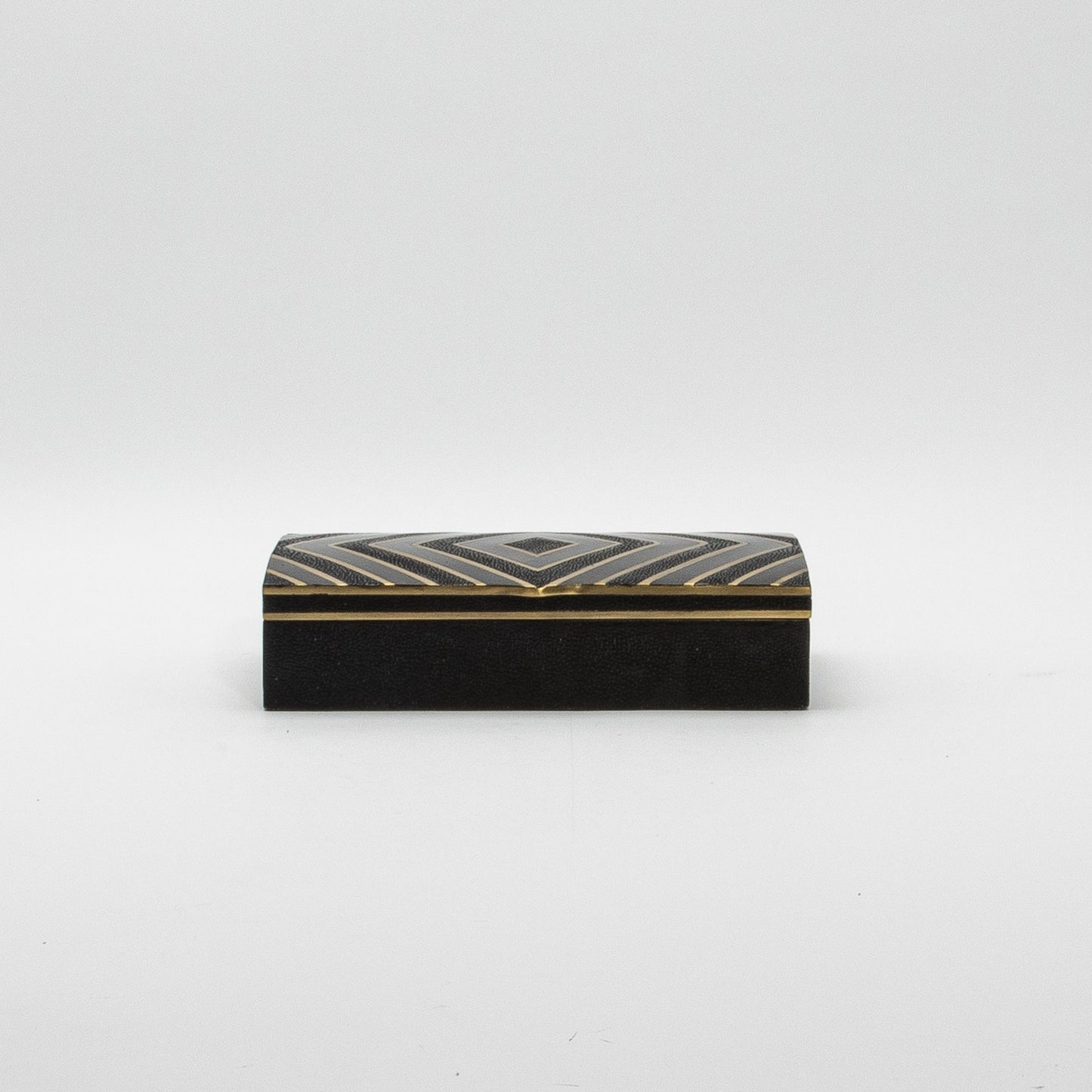 Set of 3 Boxes in Black Oak with Black Shell and Brass Details by R&Y Augousti