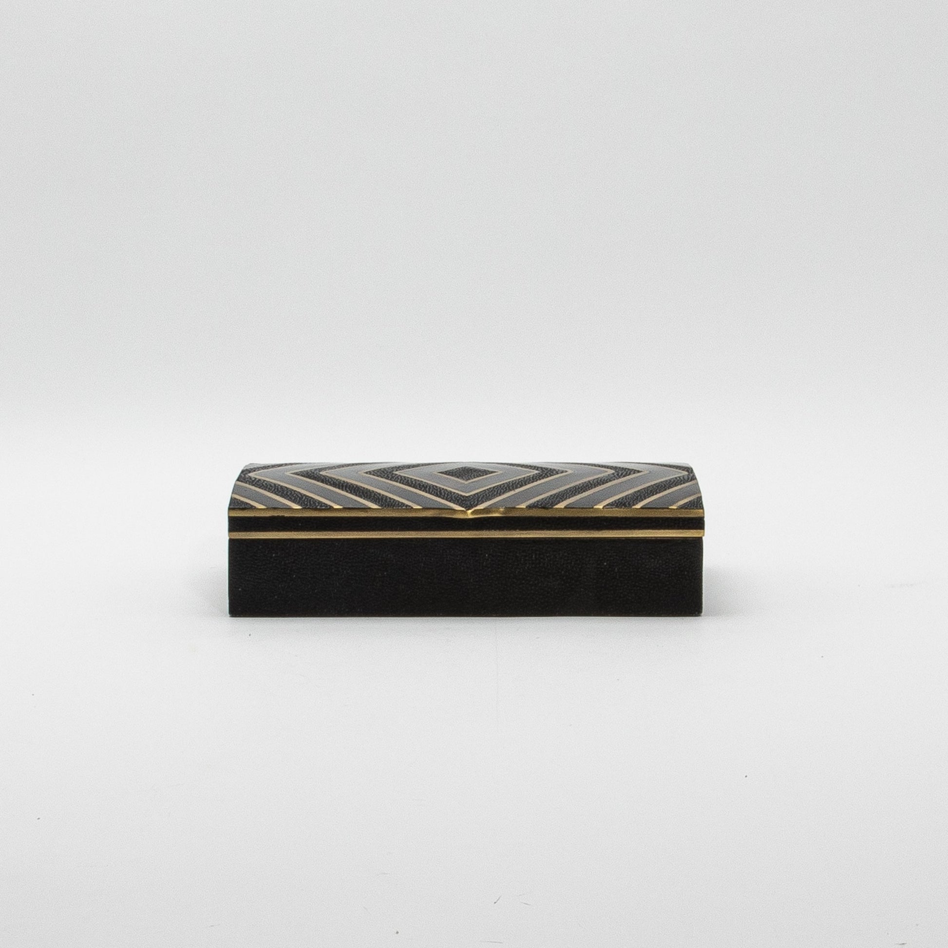 Set of 3 Boxes in Black Oak with Black Shell and Brass Details by R&Y Augousti