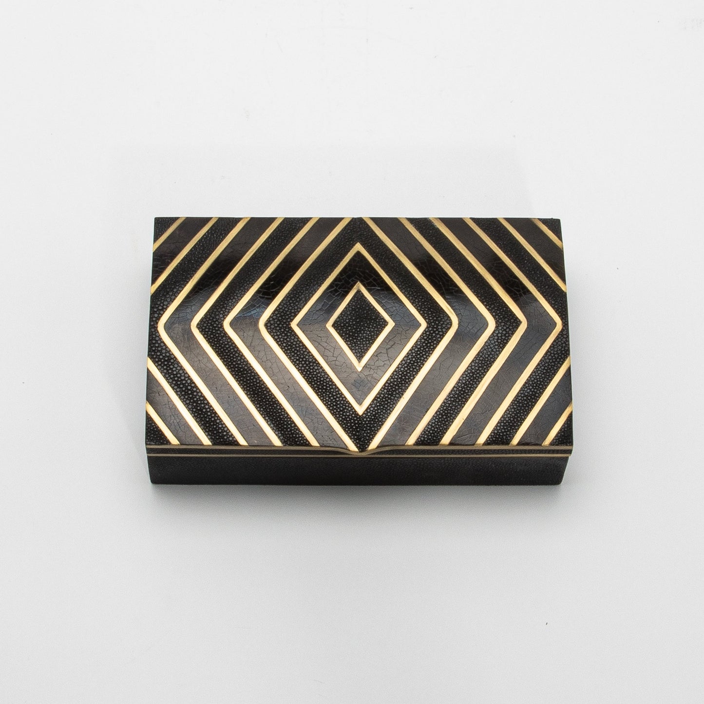 Set of 3 Boxes in Black Oak with Black Shell and Brass Details by R&Y Augousti