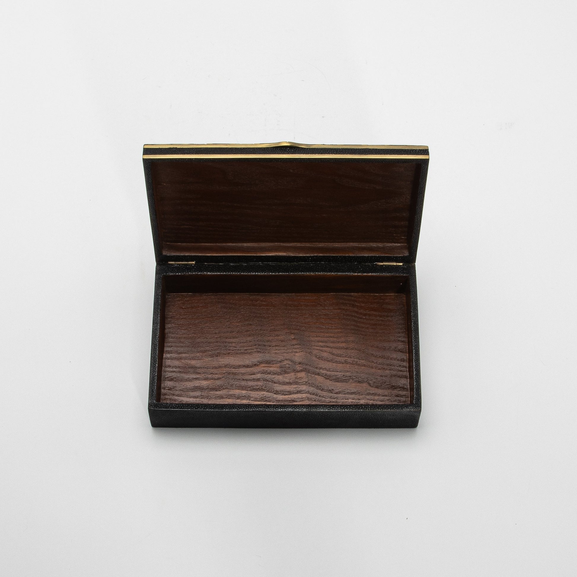 Set of 3 Boxes in Black Oak with Black Shell and Brass Details by R&Y Augousti