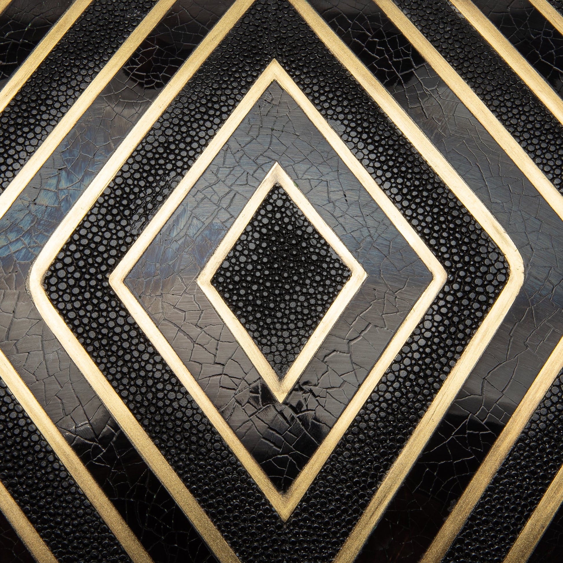 Set of 3 Boxes in Black Oak with Black Shell and Brass Details by R&Y Augousti