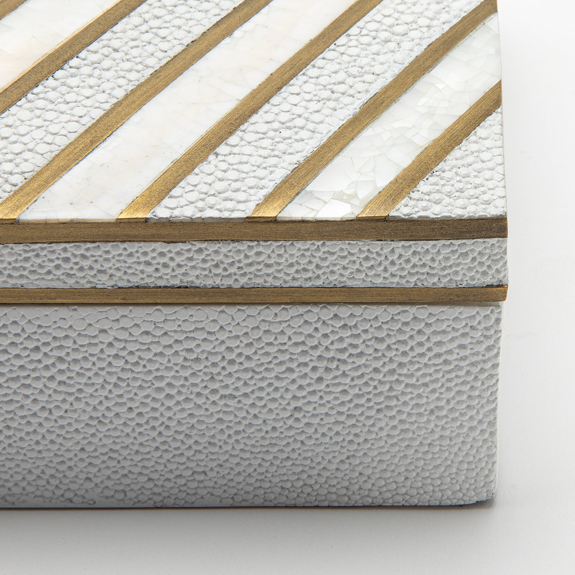 Set of 3 Shagreen Boxes with Mother of Pearl and Brass Details by R&Y Augousti