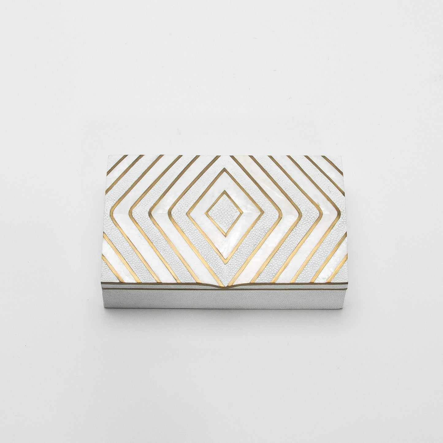 Set of 3 Shagreen Boxes with Mother of Pearl and Brass Details by R&Y Augousti
