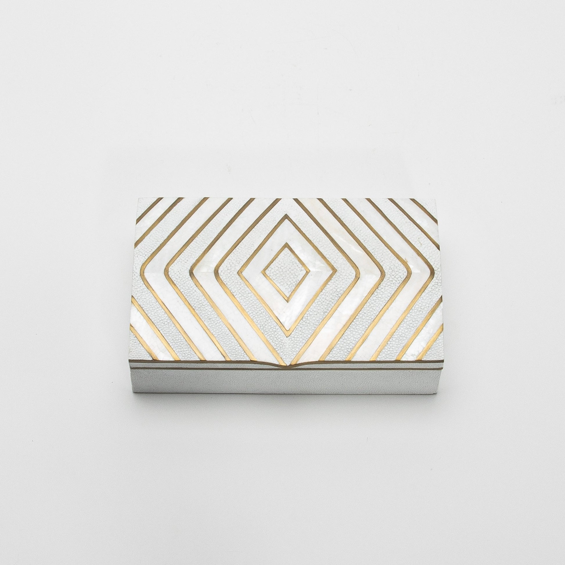 Set of 3 Shagreen Boxes with Mother of Pearl and Brass Details by R&Y Augousti