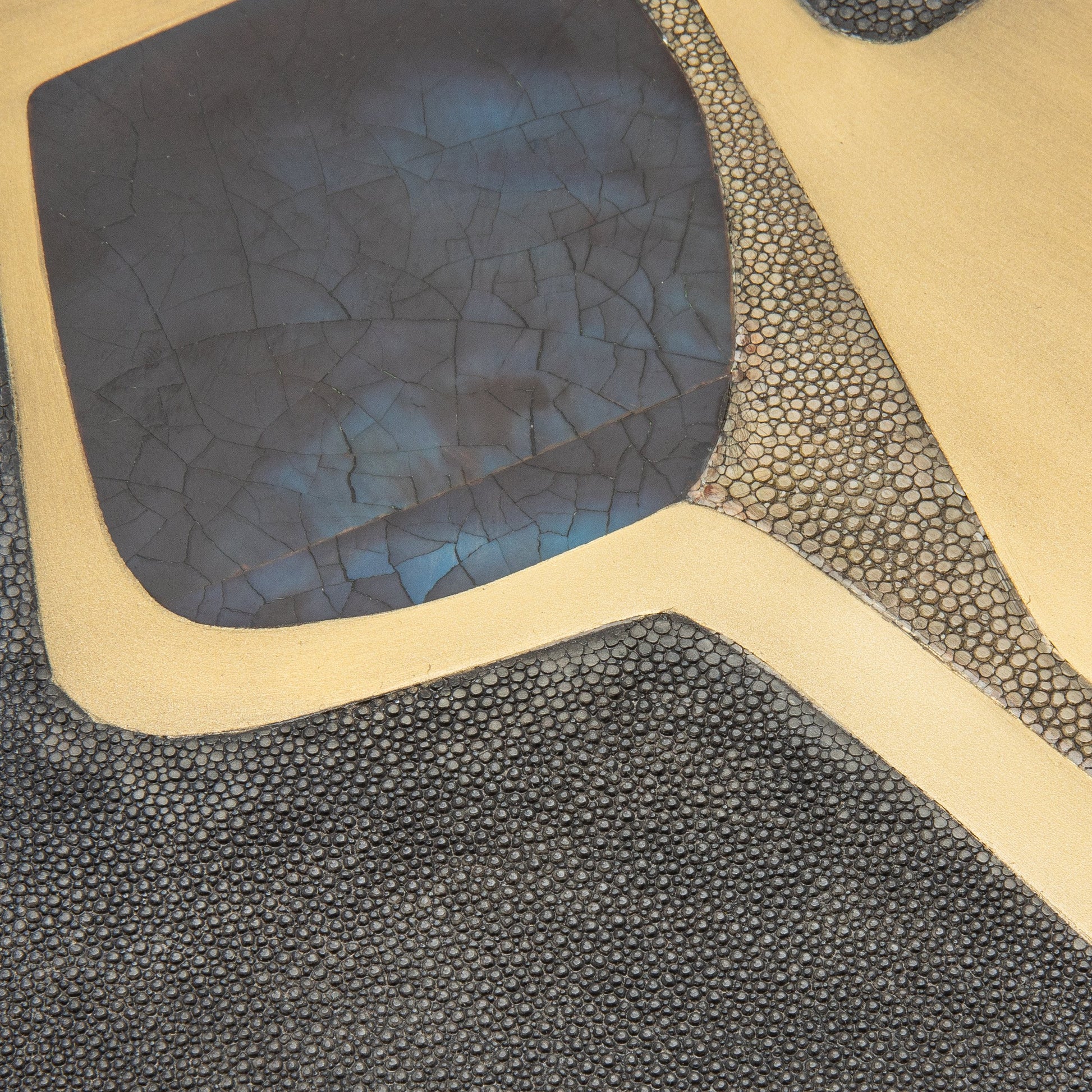 Jewelry Box in Shagreen with Mother of Pearl and Brass Details by R&Y Augousti