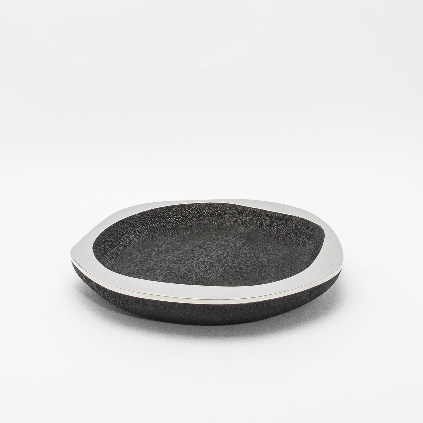 Bowl in Black Shagreen with Stainless Steel Details by R&Y Augousti