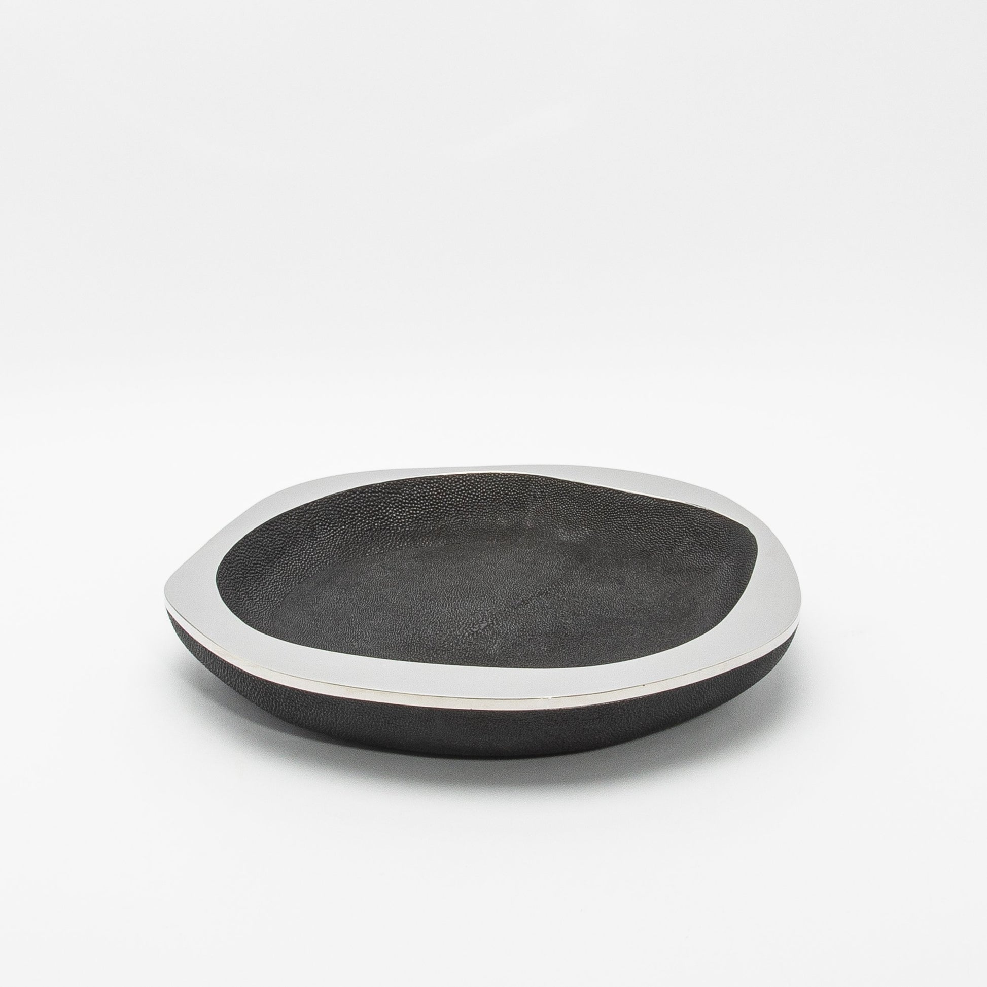 Bowl in Black Shagreen with Stainless Steel Details by R&Y Augousti