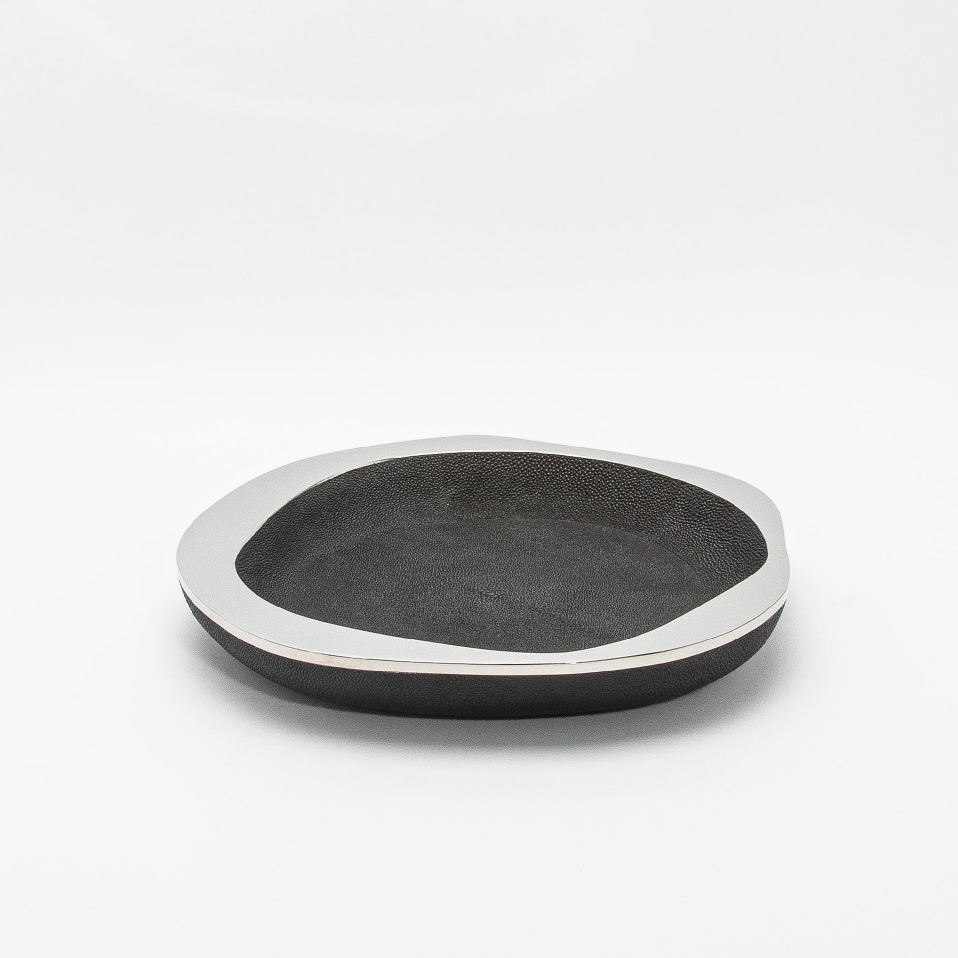 Bowl in Black Shagreen with Stainless Steel Details by R&Y Augousti
