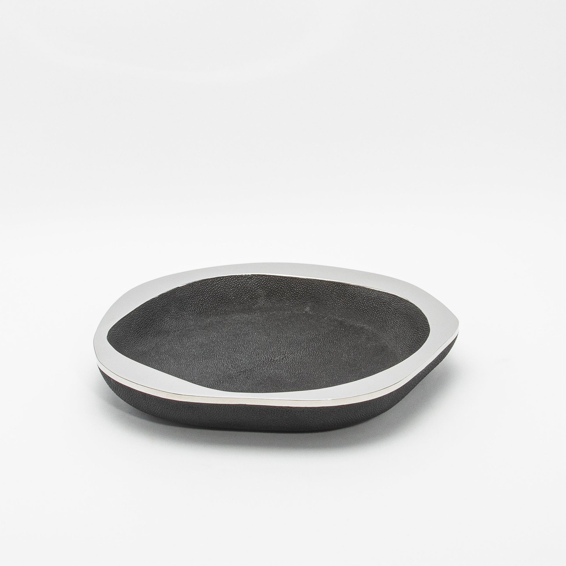 Bowl in Black Shagreen with Stainless Steel Details by R&Y Augousti