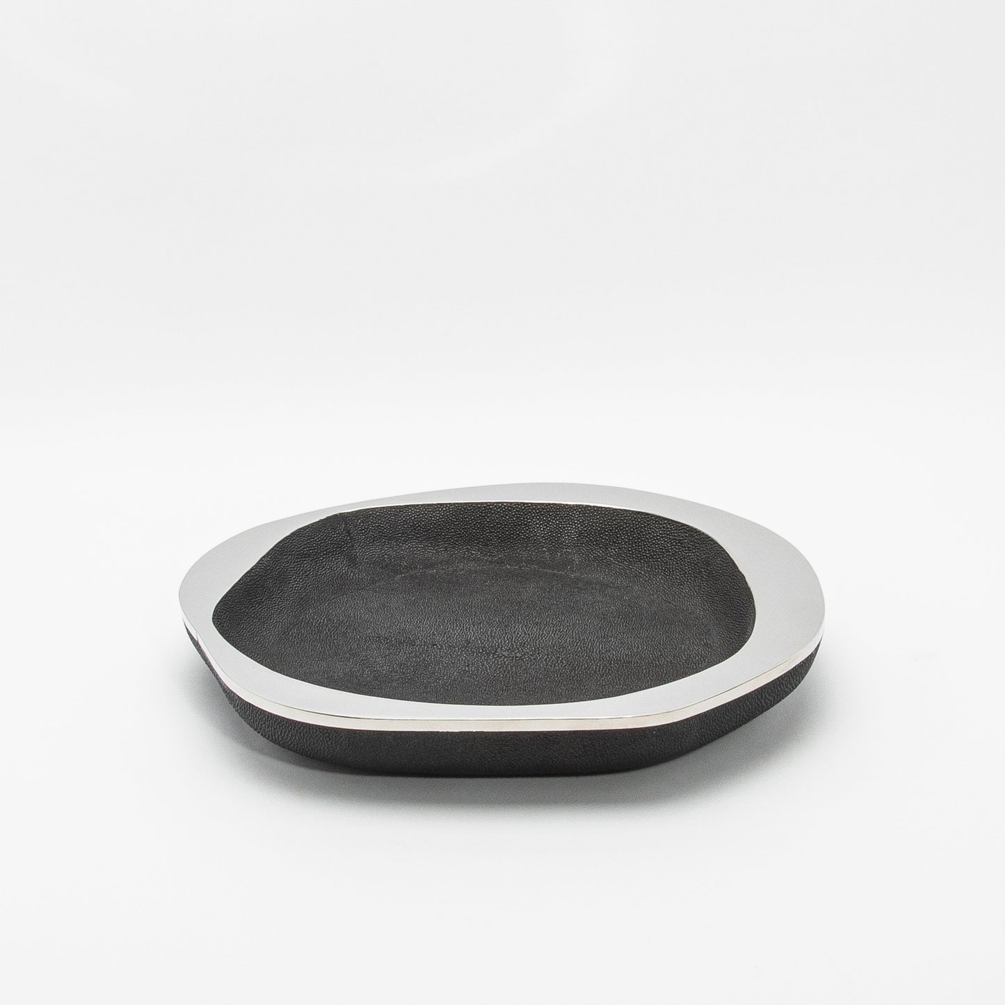 Bowl in Black Shagreen with Stainless Steel Details by R&Y Augousti