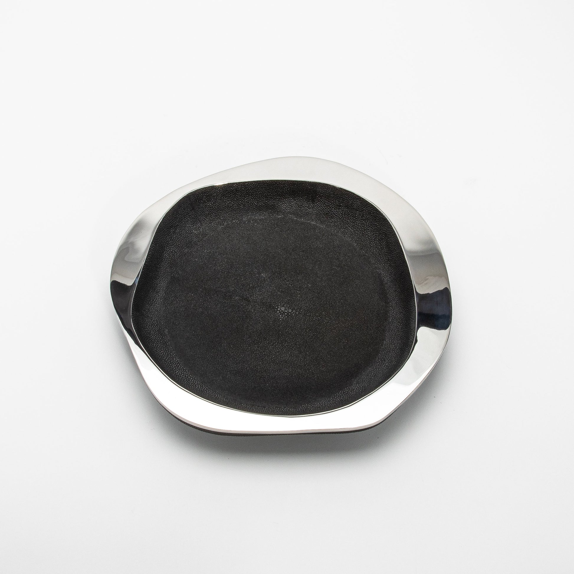 Bowl in Black Shagreen with Stainless Steel Details by R&Y Augousti