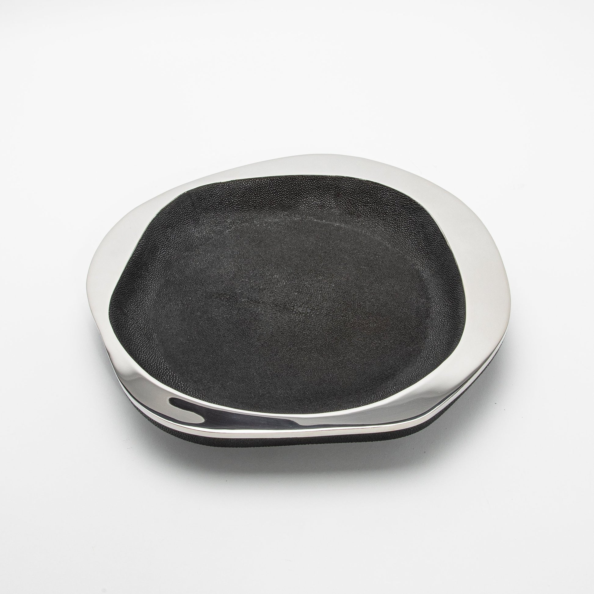Bowl in Black Shagreen with Stainless Steel Details by R&Y Augousti
