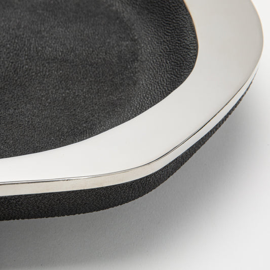 Bowl in Black Shagreen with Stainless Steel Details by R&Y Augousti