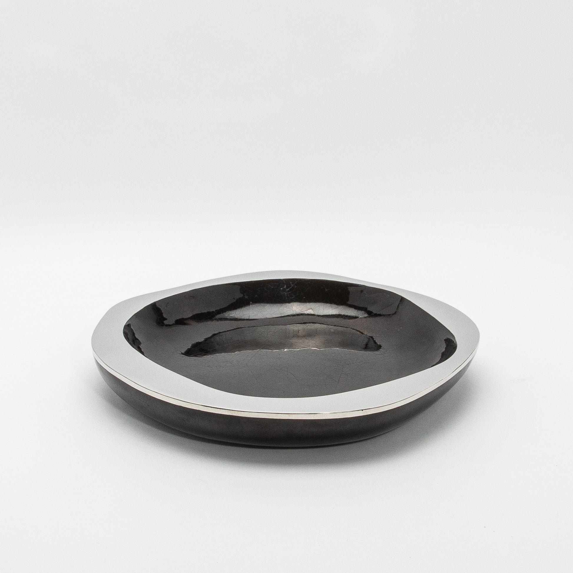 Bowl in Black Shell with Stainless Steel Details by R&Y Augousti