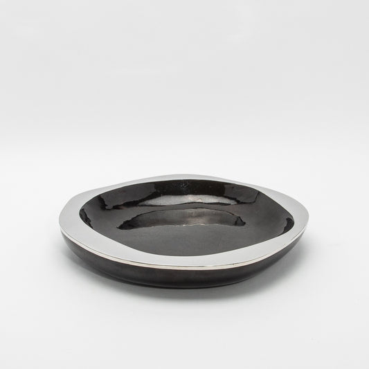 Bowl in Black Shell with Stainless Steel Details by R&Y Augousti