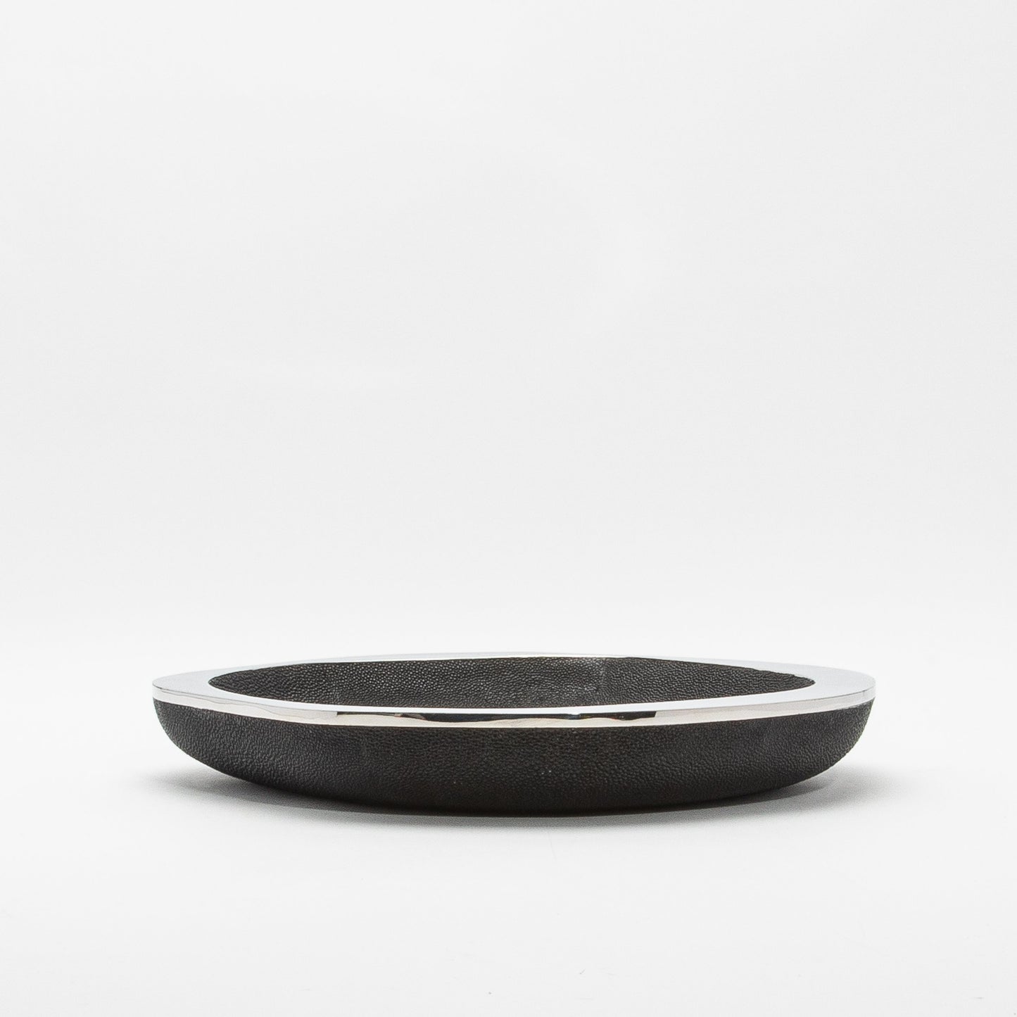 Bowl in Black Shagreen with Stainless Steel Details by R&Y Augousti