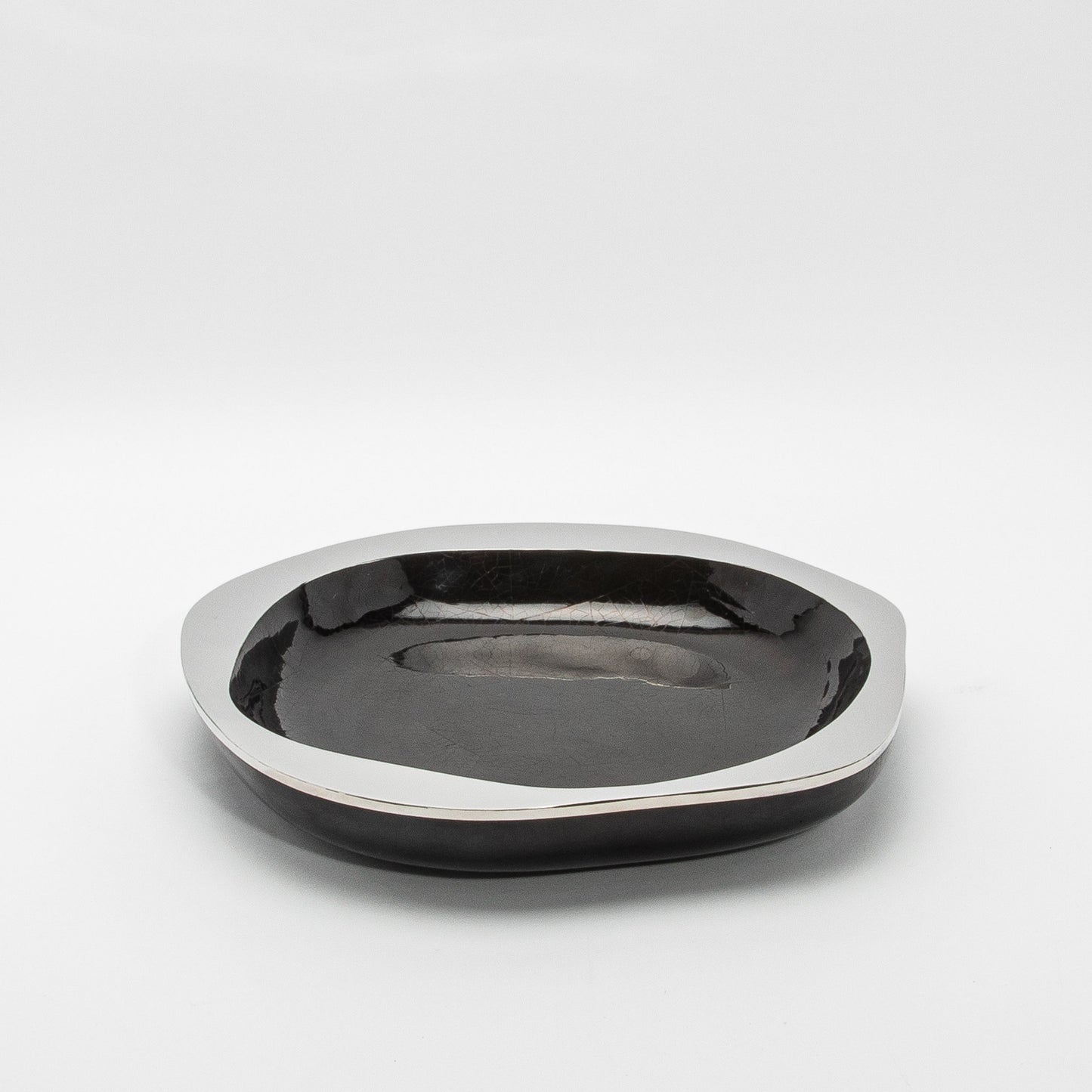 Bowl in Black Shell with Stainless Steel Details by R&Y Augousti