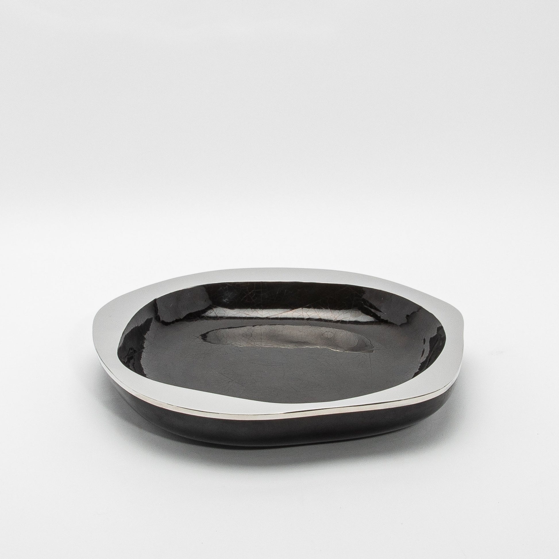 Bowl in Black Shell with Stainless Steel Details by R&Y Augousti