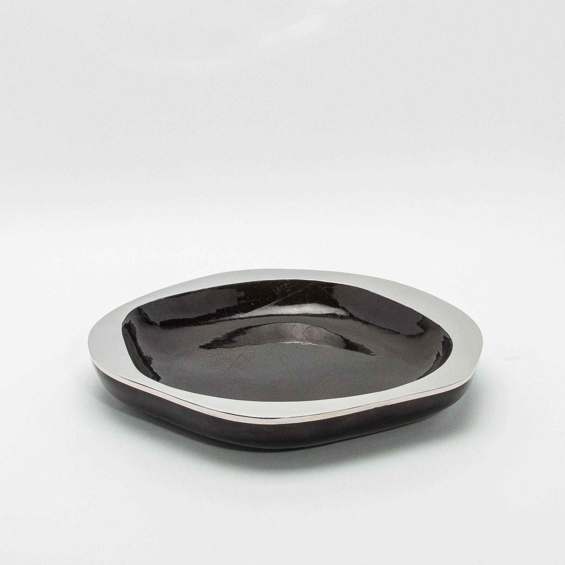 Bowl in Black Shell with Stainless Steel Details by R&Y Augousti
