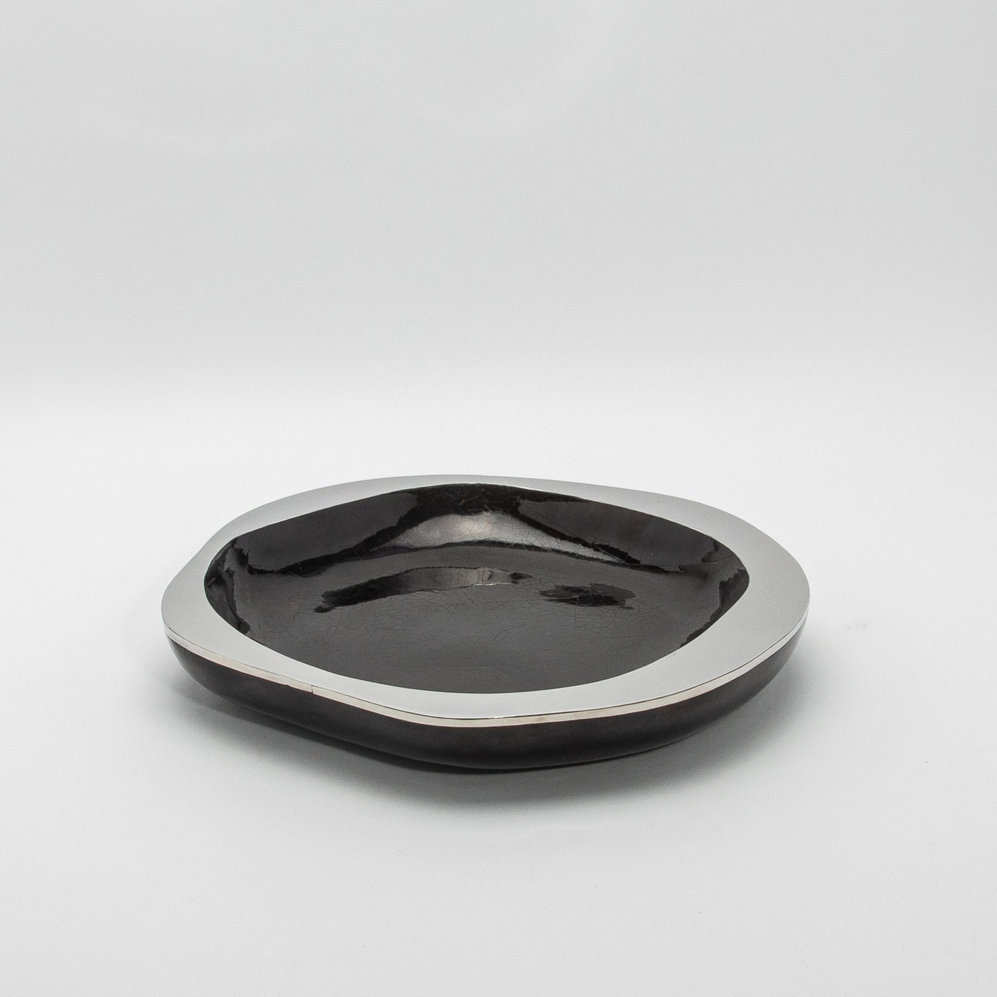 Bowl in Black Shell with Stainless Steel Details by R&Y Augousti