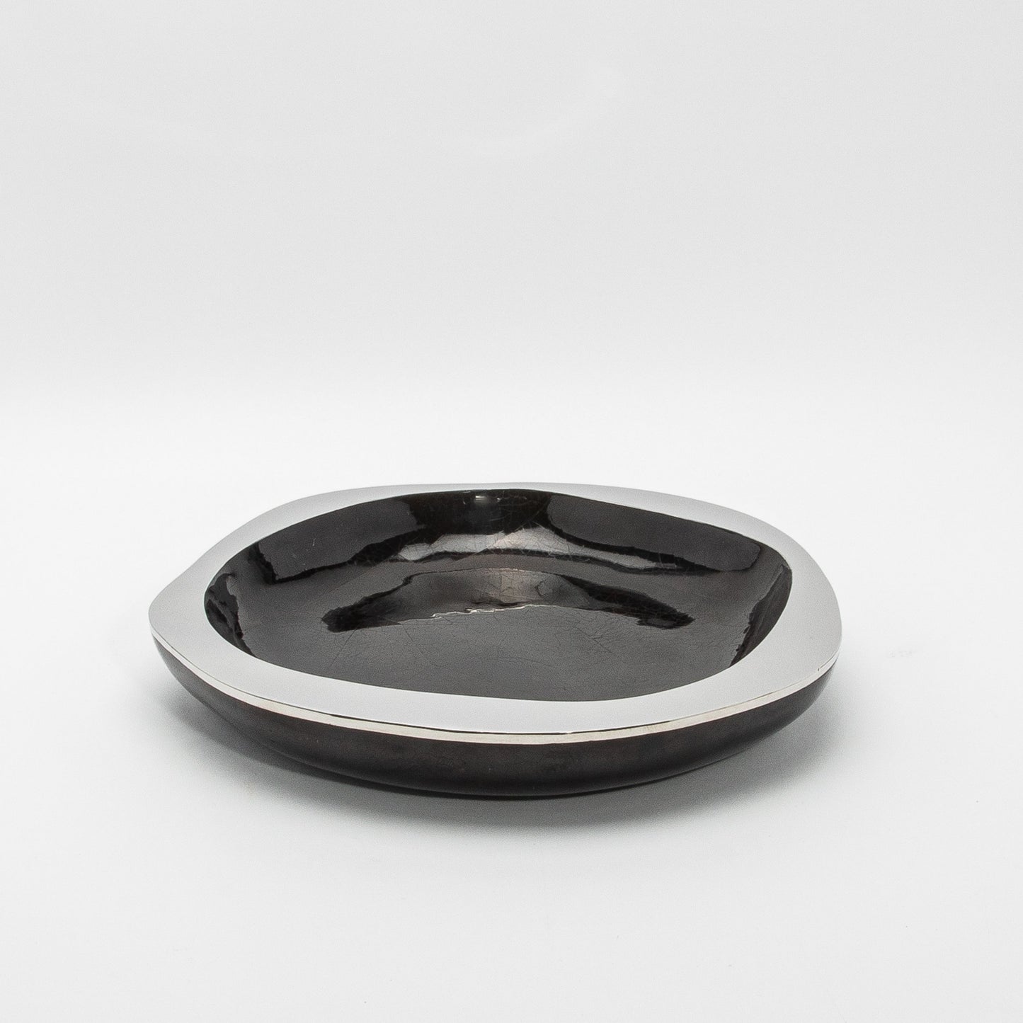 Bowl in Black Shell with Stainless Steel Details by R&Y Augousti