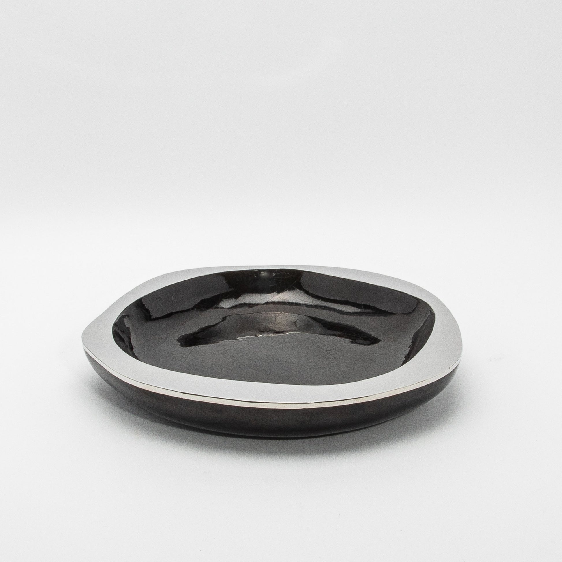 Bowl in Black Shell with Stainless Steel Details by R&Y Augousti