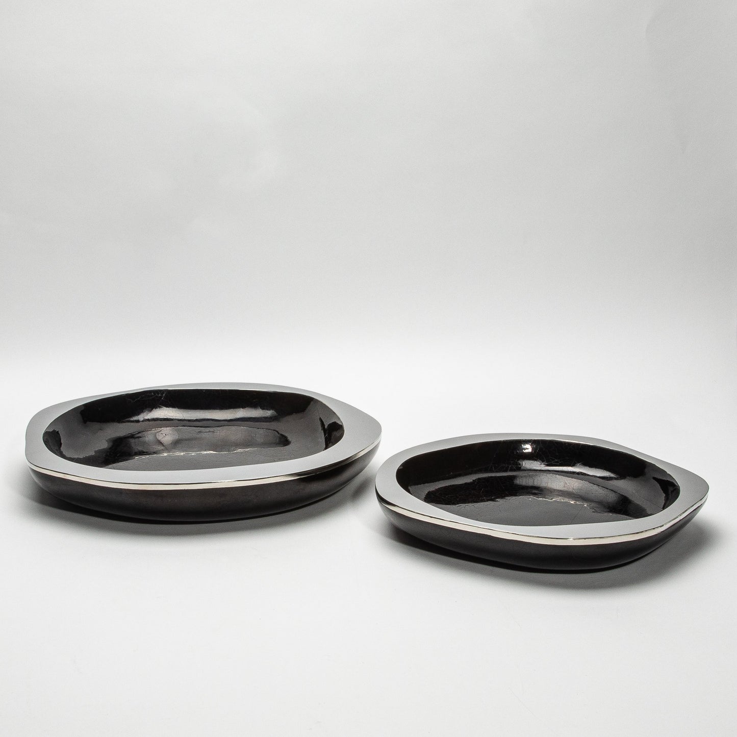 Bowl in Black Shell with Stainless Steel Details by R&Y Augousti