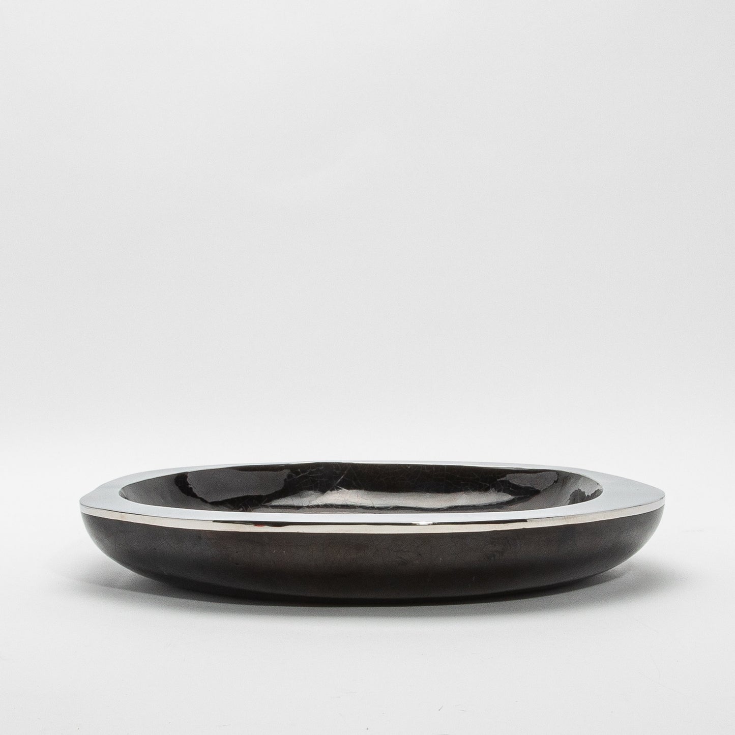 Bowl in Black Shell with Stainless Steel Details by R&Y Augousti