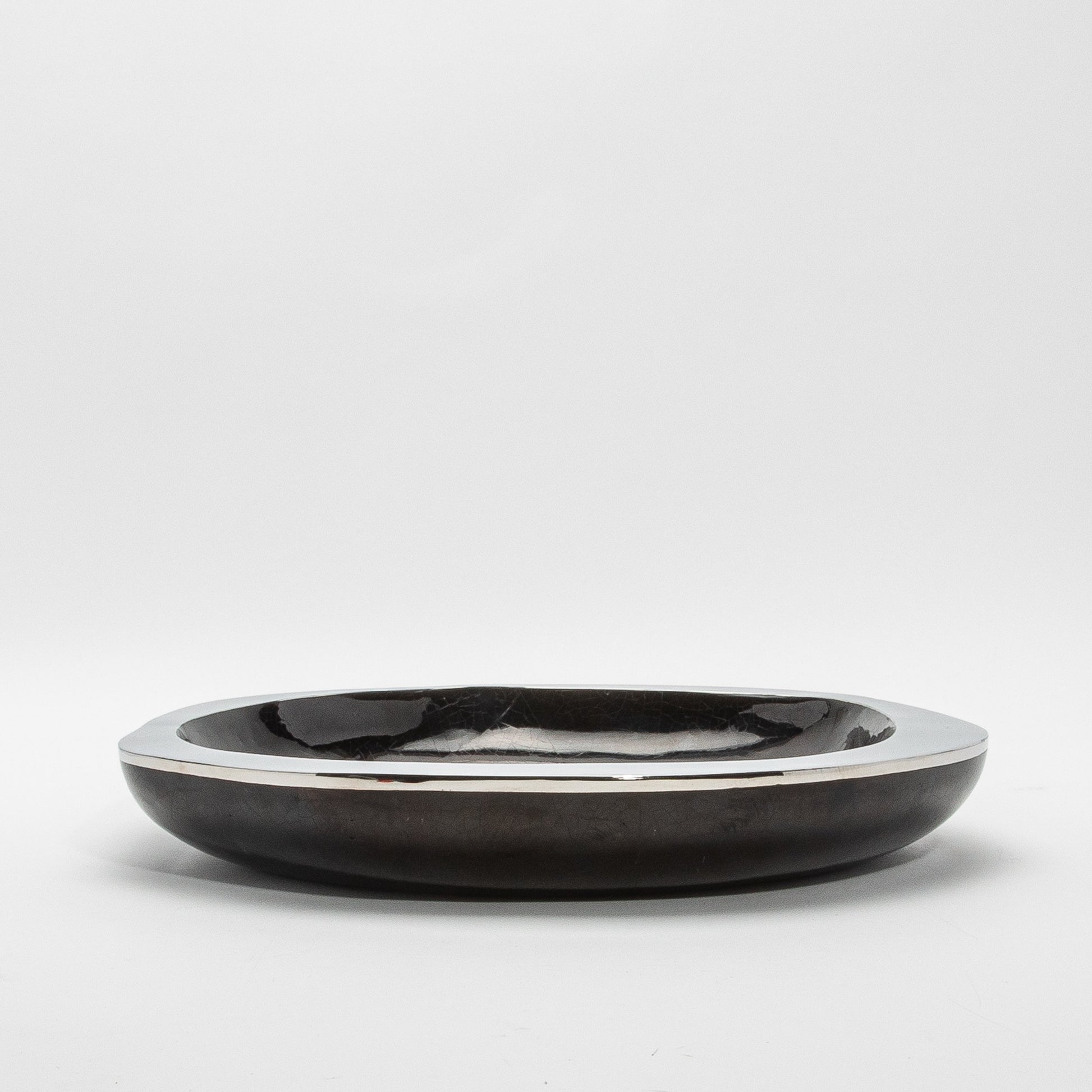Bowl in Black Shell with Stainless Steel Details by R&Y Augousti