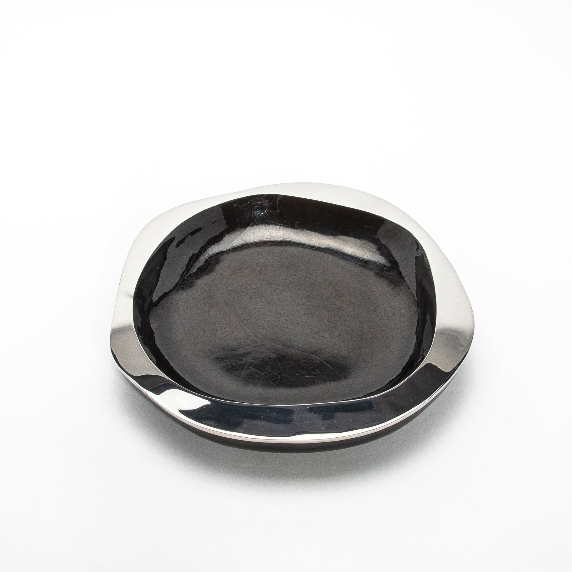 Bowl in Black Shell with Stainless Steel Details by R&Y Augousti