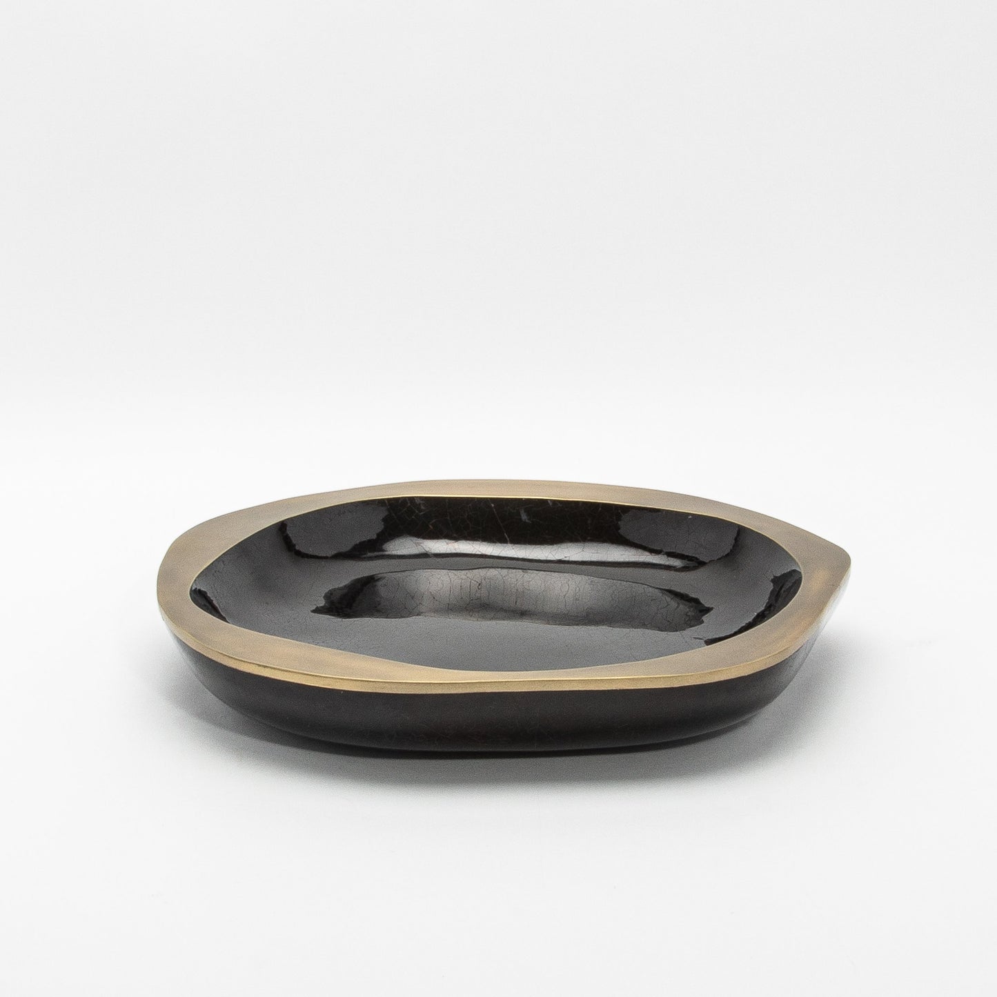 Bowl in Black Shell with Bronze Patina Brass Details by R&Y Augousti