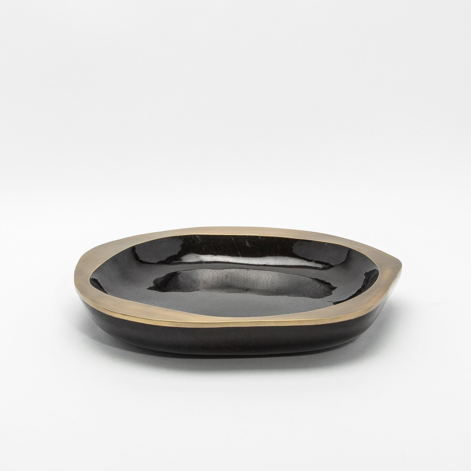 Bowl in Black Shell with Bronze Patina Brass Details by R&Y Augousti