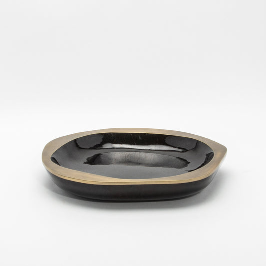 Bowl in Black Shell with Bronze Patina Brass Details by R&Y Augousti
