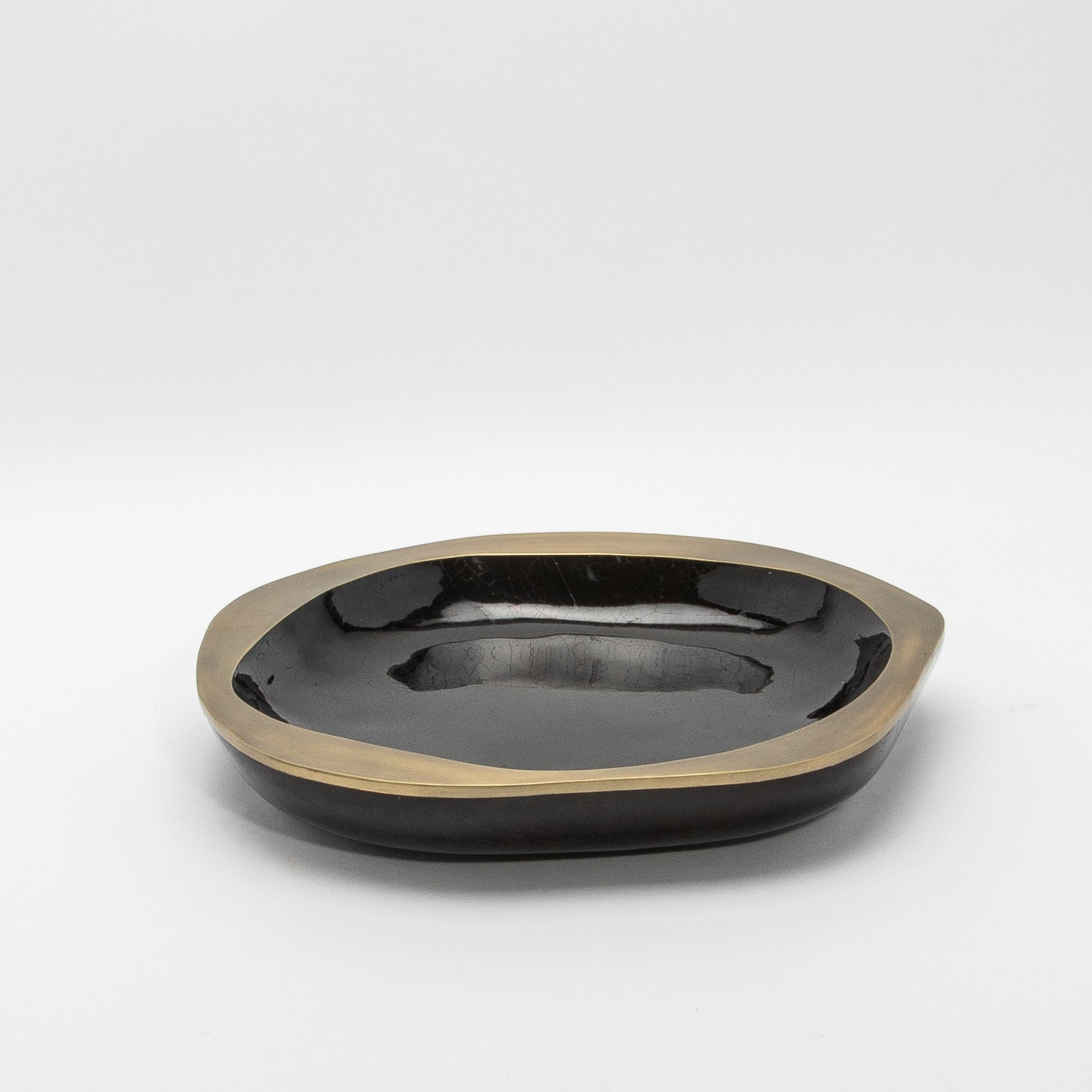 Bowl in Black Shell with Bronze Patina Brass Details by R&Y Augousti