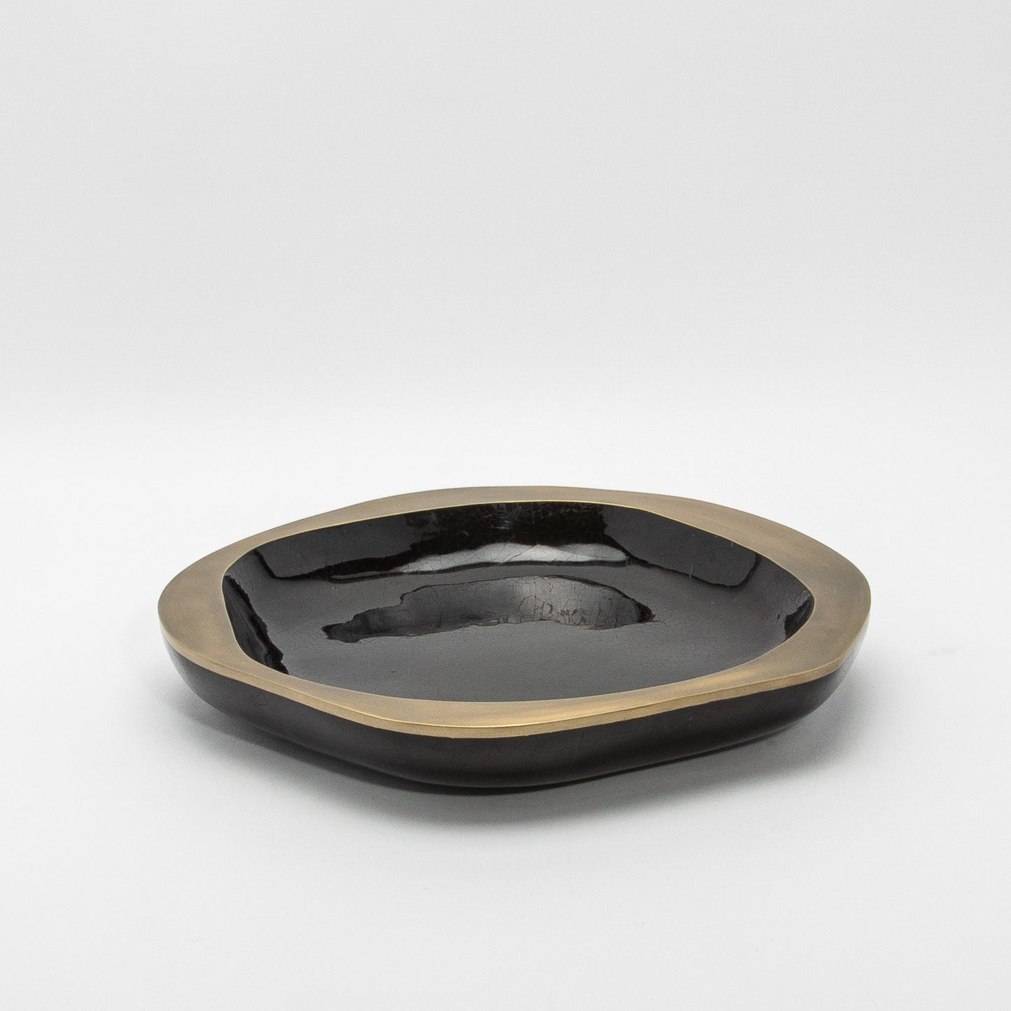 Bowl in Black Shell with Bronze Patina Brass Details by R&Y Augousti