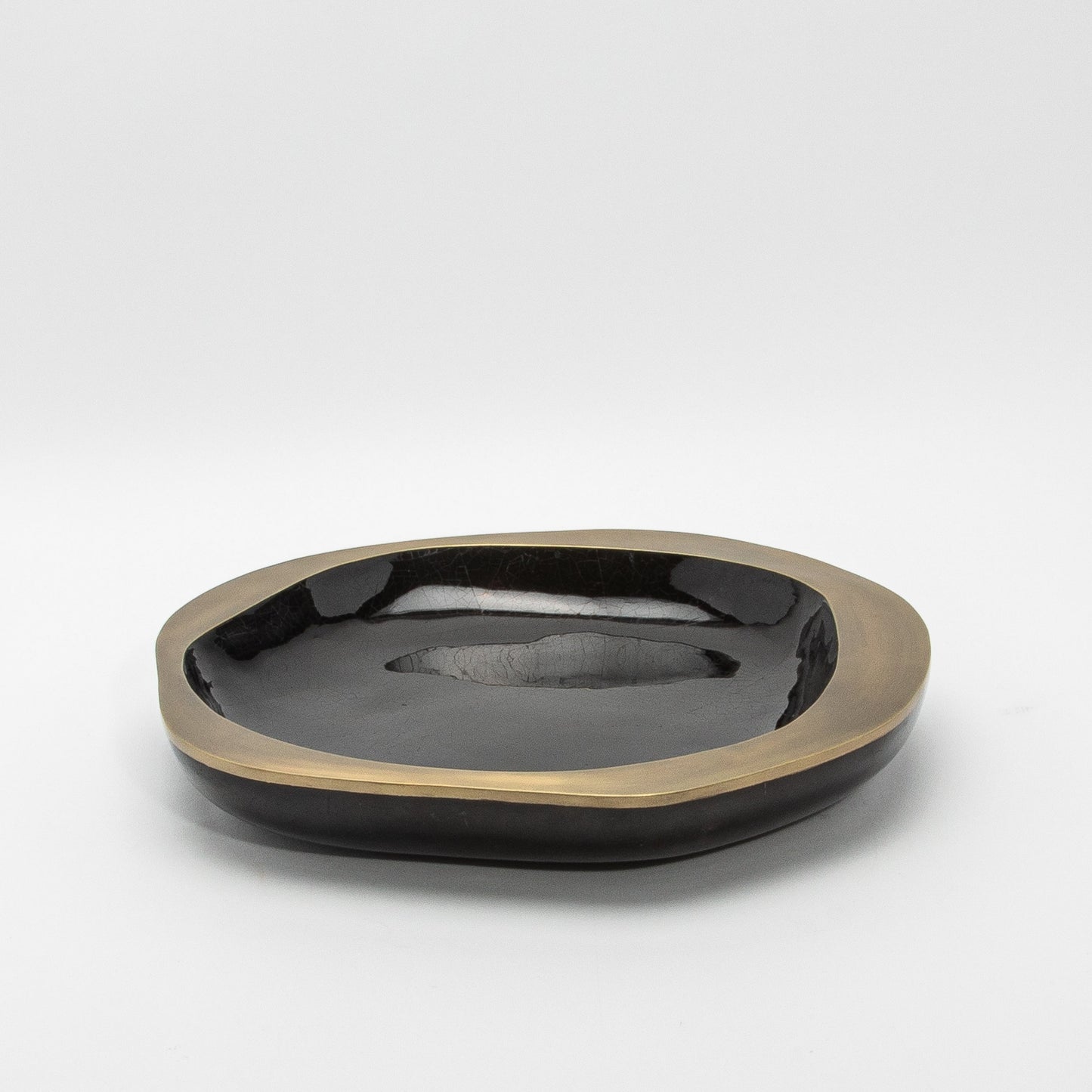 Bowl in Black Shell with Bronze Patina Brass Details by R&Y Augousti