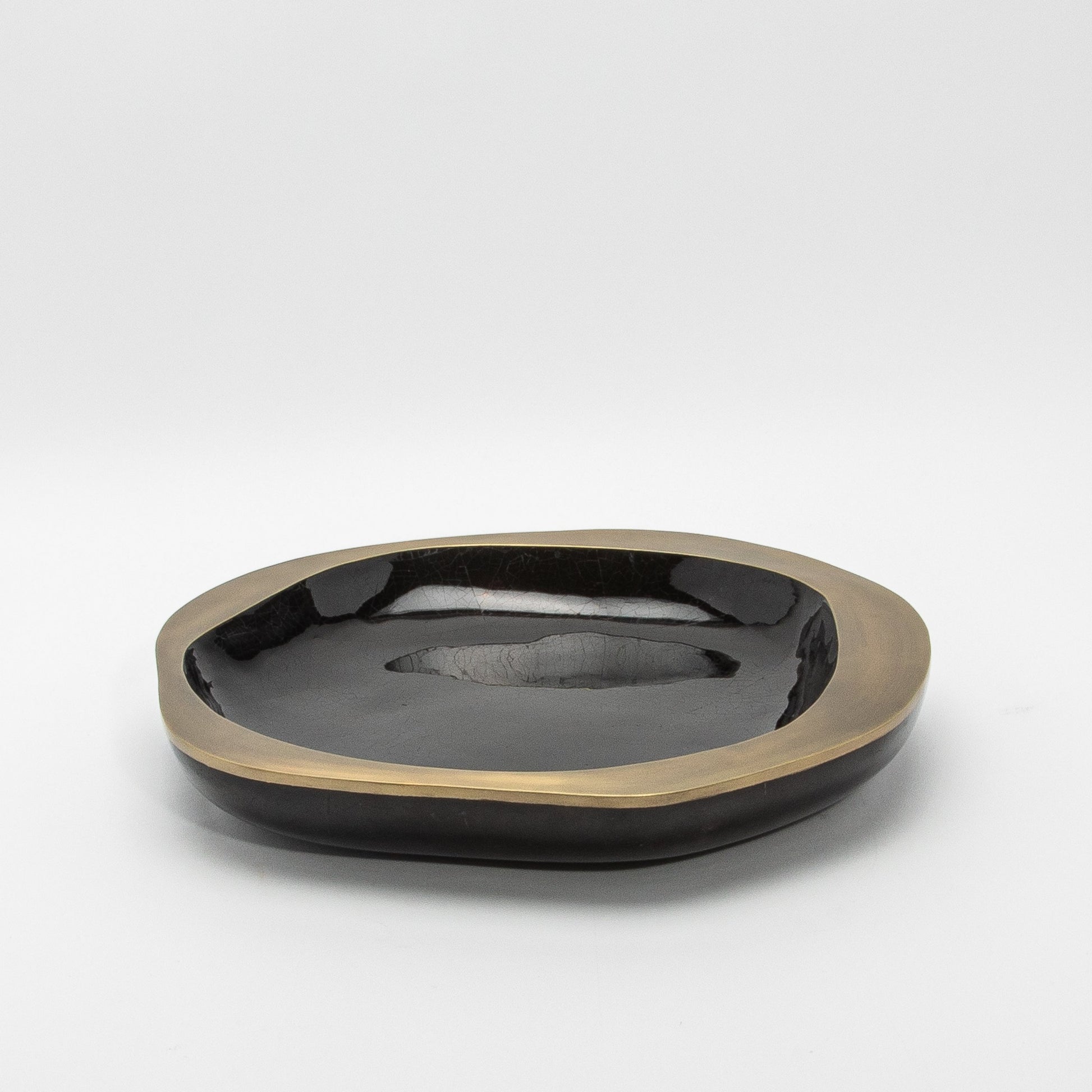 Bowl in Black Shell with Bronze Patina Brass Details by R&Y Augousti