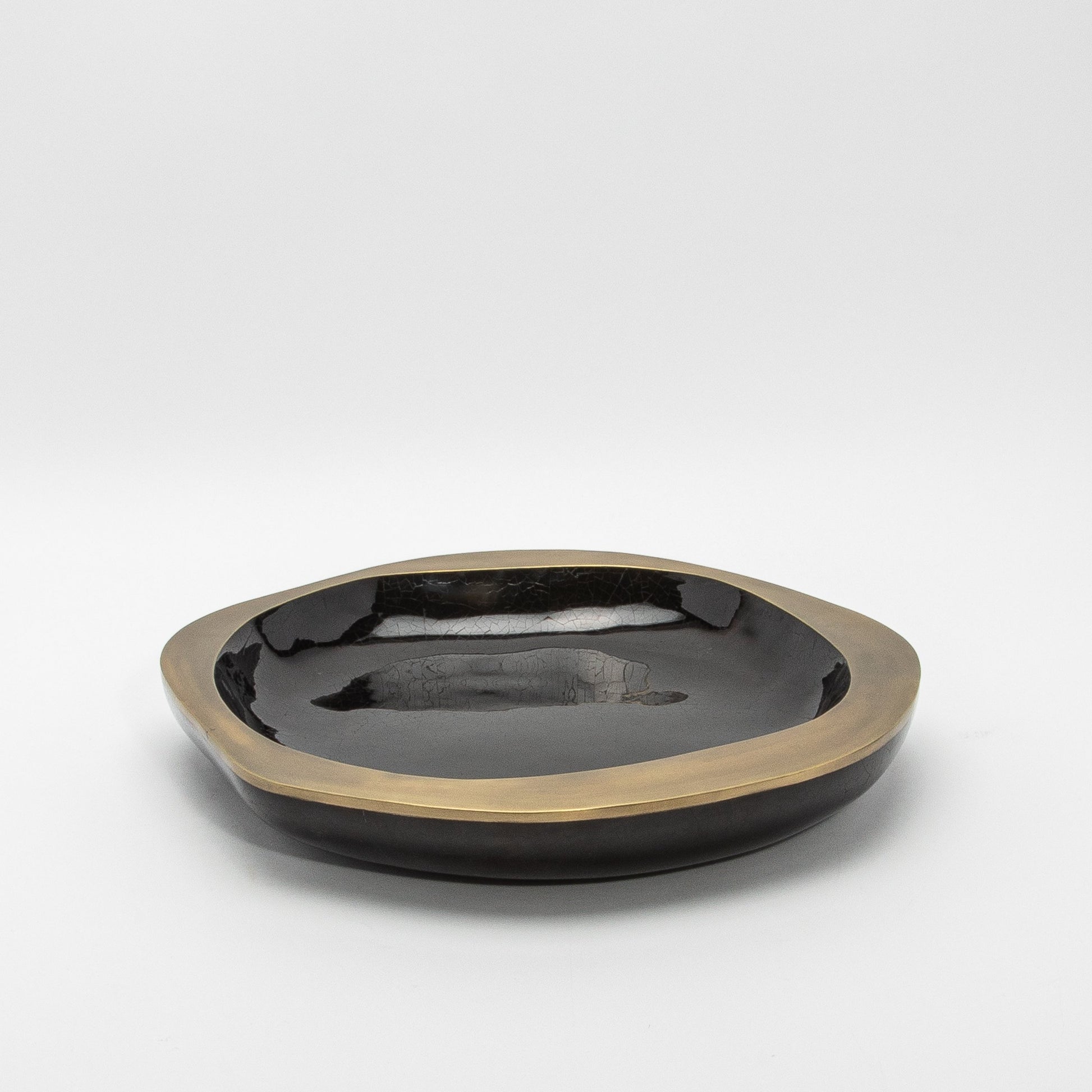 Bowl in Black Shell with Bronze Patina Brass Details by R&Y Augousti