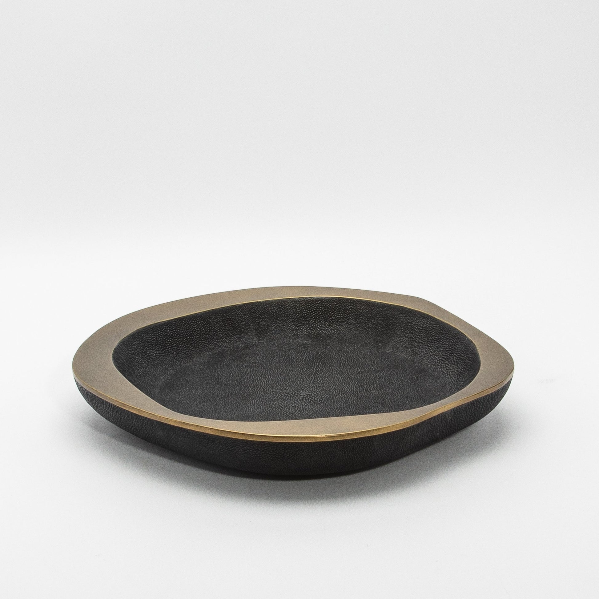 Bowl in Black Shagreen with Bronze Patina Brass Details by R&Y Augousti
