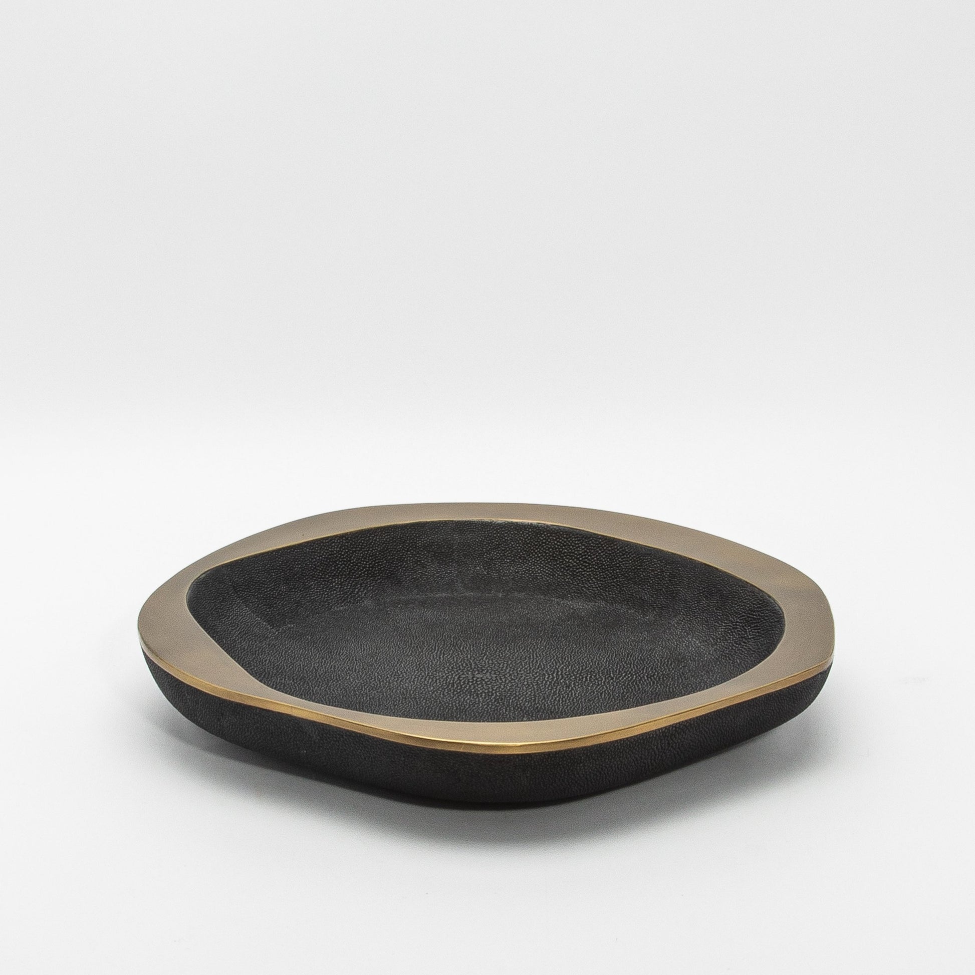 Bowl in Black Shagreen with Bronze Patina Brass Details by R&Y Augousti