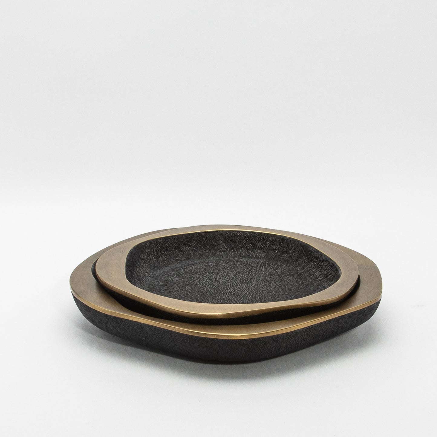 Bowl in Black Shagreen with Bronze Patina Brass Details by R&Y Augousti